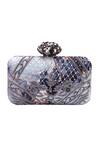 Nazaakat By Samara Singh_Silver Beads, Embroidery Marble Print Clutch Bag _at_Aza_Fashions