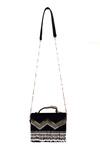 Shop_Nazaakat By Samara Singh_Black Beads, Pearls, Fringe Zigzag Beaded And Embellished Flap Bag _Online_at_Aza_Fashions