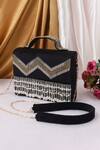 Buy_Nazaakat By Samara Singh_Black Beads, Pearls, Fringe Zigzag Beaded And Embellished Flap Bag _at_Aza_Fashions