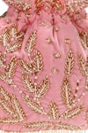 Buy_Nazaakat By Samara Singh_Pink Beads, Embroidery, Pearls, Tassels Leaf Motif Potli _Online_at_Aza_Fashions