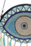 Nazaakat By Samara Singh_Blue Beads, Tassels Evil Eye Beaded And Boho Bag _at_Aza_Fashions