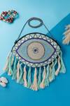 Buy_Nazaakat By Samara Singh_Blue Beads, Tassels Evil Eye Beaded And Boho Bag _at_Aza_Fashions