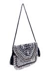 Shop_Nazaakat By Samara Singh_Silver Beads, Sequins, Embroidery, Tassels Coin And Boho Bag_Online_at_Aza_Fashions