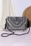 Buy_Nazaakat By Samara Singh_Silver Beads, Sequins, Embroidery, Tassels Coin And Boho Bag_at_Aza_Fashions
