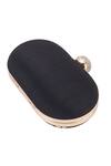 Shop_Nazaakat By Samara Singh_Black Embroidery, Rhinestones, Pearls Floral Zardozi Oval Clutch_at_Aza_Fashions