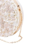 Shop_Nazaakat By Samara Singh_White Beads, Pearls, Sequins, Crystals, Embroidery Round Clutch With Sling Chain 