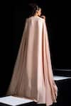 Shop_Vesture_Rose Gold Mesh, Satin Beads, Chrome Embellished Corset And Draped Skirt Set _at_Aza_Fashions