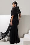 Shop_Vesture_Black Mesh Sequins, Embroidery Shadow 3d Embellished Gown With Structured Draped _at_Aza_Fashions