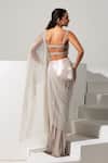 Shop_Vesture_Silver Lycra Pearls, Crystals, Sequins, Aurora Pre-draped Saree With Blouse _at_Aza_Fashions