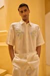 Buy_Therealb_Ivory Jacquard Embroidery Floral Shirt _at_Aza_Fashions