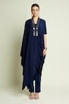 Buy Aakaar Navy Silk, Crepe V-neck Draped Tunic And Pant Set Online at Aza Fashions Buy_Aakaar_Navy Silk, Crepe V-neck Draped Tunic And Pant Set _Online_at_Aza_Fashions