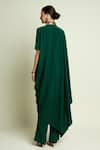 Shop_Aakaar_Green Silk, Crepe V-neck Draped Tunic And Pant Set _at_Aza_Fashions