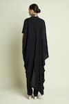 Shop_Aakaar_Black Silk, Crepe V-neck Draped Tunic And Pant Set _at_Aza_Fashions