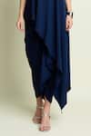 Shop_Aakaar_Navy Crepe High Neck Asymmetric Kaftan And Draped Skirt Set _Online_at_Aza_Fashions