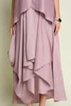 Buy_Aakaar_Purple Cotton, Silk Mandarin Collar Asymmetric Hem Layered Dress _Online_at_Aza_Fashions
