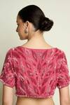 Shop_Aakaar_Pink Crepe Beads, Sequins, Embroidery Boat Neck Embellished Moss Blouse _at_Aza_Fashions