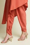 Buy_Aakaar_Orange Cotton, Silk Beads, Embroidery Round Neck Asymmetric Tunic And Pant Set _Online_at_Aza_Fashions