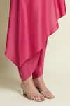 Shop_Aakaar_Pink Cotton, Silk Beads, Embroidery Round Neck Asymmetric Tunic And Pant Set _Online_at_Aza_Fashions