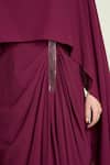 Aakaar Purple Crepe Metallic Thread Boat Neck Draped Cape Dress at Aza Fashions Aakaar_Purple Crepe Metallic Thread Boat Neck Draped Cape Dress _at_Aza_Fashions