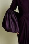 Buy_Aakaar_Purple Crepe V-neck Draped Dress With Puff Sleeve Shrug 