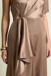 Shop_Aakaar_Beige Satin One Shoulder Draped Jumpsuit _Online_at_Aza_Fashions