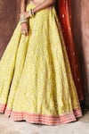 Shop_Angad Singh_Yellow Silk Mirrors, Embroidery, Zari Square Neck Raw Lehenga Set _Online_at_Aza_Fashions