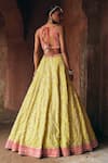 Shop_Angad Singh_Yellow Silk Mirrors, Embroidery, Zari Square Neck Raw Lehenga Set _at_Aza_Fashions