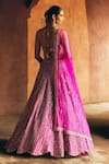 Shop_Angad Singh_Fuchsia Silk, Net Mirrors, Embroidery, Zari, Gota Rani Raw Bridal Lehenga Set _at_Aza_Fashions