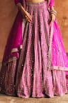 Shop_Angad Singh_Fuchsia Silk, Net Mirrors, Embroidery, Zari, Gota Rani Raw Bridal Lehenga Set _Online_at_Aza_Fashions