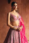 Angad Singh_Pink Silk, Net Mirrors, Zari, Gota Patti, Multi Raw Bridal Lehenga Set _Online_at_Aza_Fashions