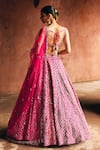 Shop_Angad Singh_Pink Silk, Net Mirrors, Zari, Gota Patti, Multi Raw Bridal Lehenga Set _at_Aza_Fashions