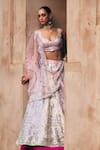 Buy_Angad Singh_Pink Silk, Net Patchwork, Mirrors, Multicolor Raw Bridal Lehenga Set 