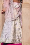 Shop_Angad Singh_Pink Silk, Net Patchwork, Mirrors, Multicolor Raw Bridal Lehenga Set 
