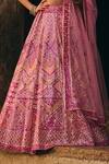 Angad Singh_Pink Organza Mirrors, Zari, Gota Patti, Embroidery, Sequins Bridal Lehenga Set _Online_at_Aza_Fashions