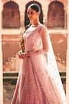 Angad Singh_Blush Organza Mirrors, Embroidery, Applique, Sequins Pink Bridal Lehenga Set _Online_at_Aza_Fashions