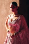 Buy_Angad Singh_Blush Organza Mirrors, Embroidery, Applique, Sequins Pink Bridal Lehenga Set _Online_at_Aza_Fashions