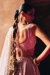 Angad Singh_Blush Organza Mirrors, Embroidery, Applique, Sequins Pink Bridal Lehenga Set _at_Aza_Fashions