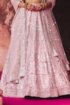 Buy_Angad Singh_Blush Organza Mirrors, Embroidery, Applique, Sequins Pink Bridal Lehenga Set 