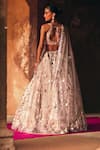 Shop_Angad Singh_Pink Organza Mirrors, Applique, Gota Patti V-neck Bridal Lehenga Set _at_Aza_Fashions