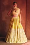 Buy_Angad Singh_Yellow Silk Mirrors, Embroidery Sweetheart Neck Raw Lehenga Set _Online_at_Aza_Fashions