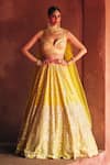 Buy_Angad Singh_Yellow Silk Mirrors, Embroidery Sweetheart Neck Raw Lehenga Set _at_Aza_Fashions