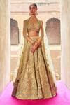 Buy_Angad Singh_Gold Net Mirrors, Zari, Gota Patti, Embroidery Sweetheart Bridal Lehenga Set _at_Aza_Fashions