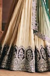 Buy_Angad Singh_Gold Tissue, Net Mirrors, Embroidery, Sequins Sweetheart Neck Lehenga Set _Online_at_Aza_Fashions