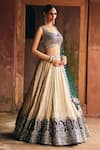 Shop_Angad Singh_Gold Tissue, Net Mirrors, Embroidery, Sequins Sweetheart Neck Lehenga Set _Online_at_Aza_Fashions