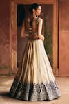 Shop_Angad Singh_Gold Tissue, Net Mirrors, Embroidery, Sequins Sweetheart Neck Lehenga Set _at_Aza_Fashions