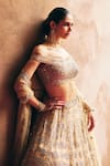 Buy_Angad Singh_Gold Organza Mirrors, Embroidery, Tassels Off-shoulder Bridal Lehenga Set 
