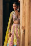 Buy_Angad Singh_Multi Color Brocade, Net Mirrors, Zari, Gota Multicolor Raw Silk Lehenga Set _Online_at_Aza_Fashions