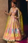 Shop_Angad Singh_Multi Color Brocade, Net Mirrors, Zari, Gota Multicolor Raw Silk Lehenga Set _Online_at_Aza_Fashions