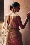 Buy_Angad Singh_Rose Gold Net Embroidery, Mirrors, Sequins, Crystals V-neck Saree With Blouse _Online_at_Aza_Fashions