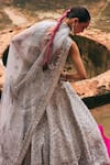 Angad Singh_Gray Silk, Net Mirrors, Zari, Gota Patti, Embroidery Ice Grey Raw Lehenga Set _at_Aza_Fashions